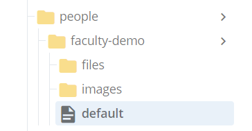 screenshot of a People, Faculty Member folder with the default page selected