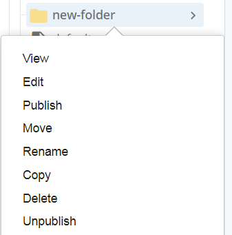 screenshot of folder context menu that includes Rename option