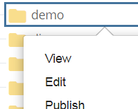 screenshot of folder menu showing the View option