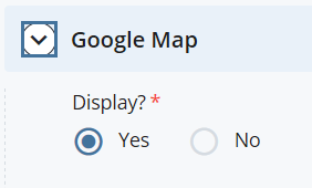 screenshot of Google Maps option with Display checked as Yes