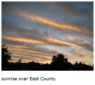 image showing caption 'sunrise over East County'