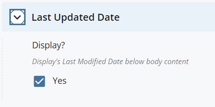 screenshot of the Last Updated Date checked as 'Yes'