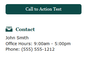 screenshot of a Call to Action button and Contact displayed under the Left Navigation area.