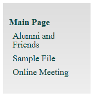 screenshot of Left Navigation with 'Alumni and Friends' displaying second