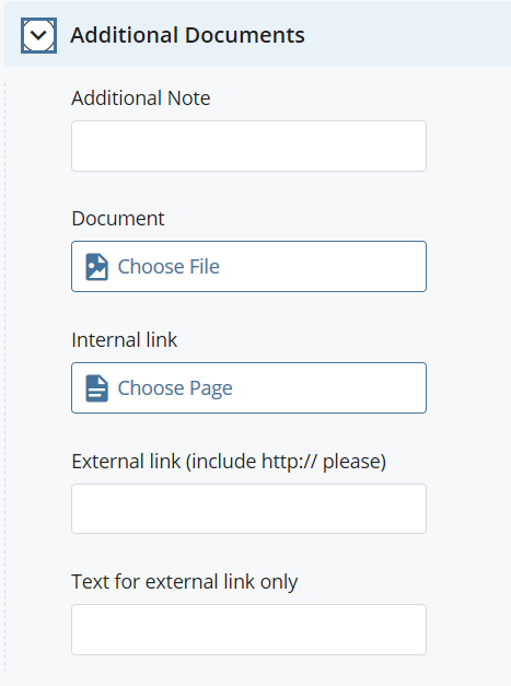 screenshot of additional document fields