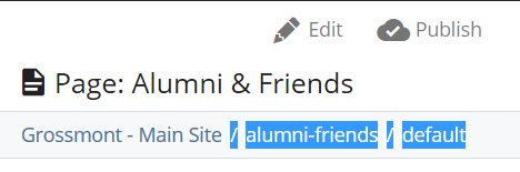 screenshot of path /alumni-friends/default; the web site name is not included in the path