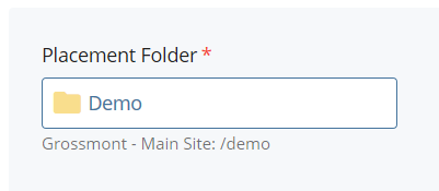 screenshot of placement folder field
