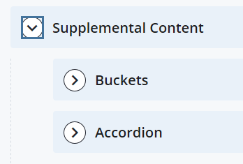 screenshot of Supplemental Content, Buckets and Accordions fields