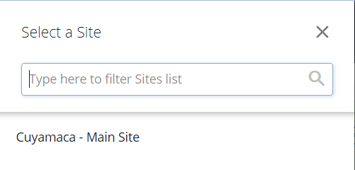 Select a Site screenshot
